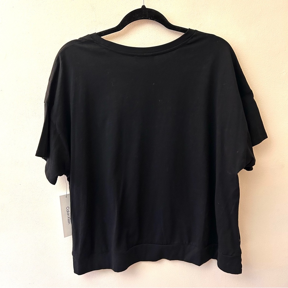 Calvin Klein black knit short sleeve floral print top size XL - Picture 9 of 9